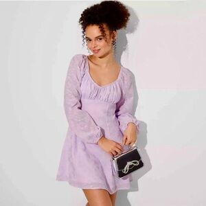 WILD FABLE • Bishop Long Sleeve Fit and Flare Dress Light Violet